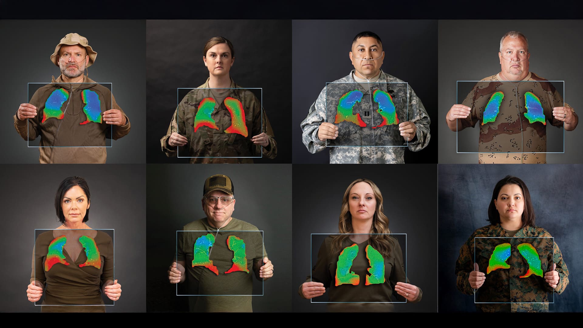 Veterans holding their lungs - color-mapped with XV LVAS®
