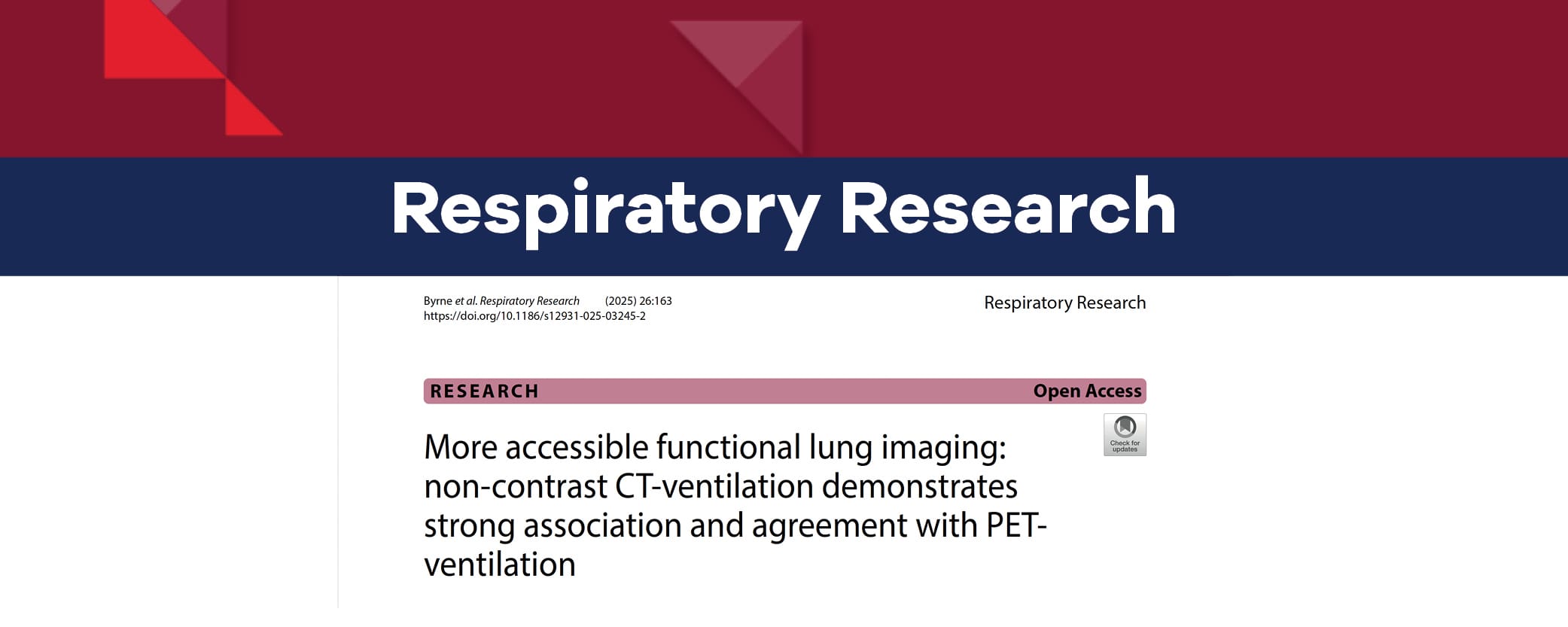 Respiratory Research CT LVAS Compares with PET