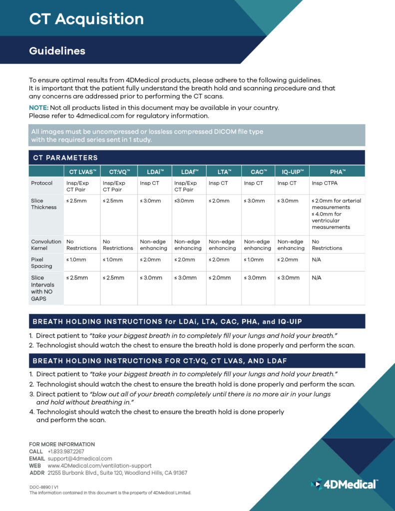 4DMedical CT Acquisition Guidelines